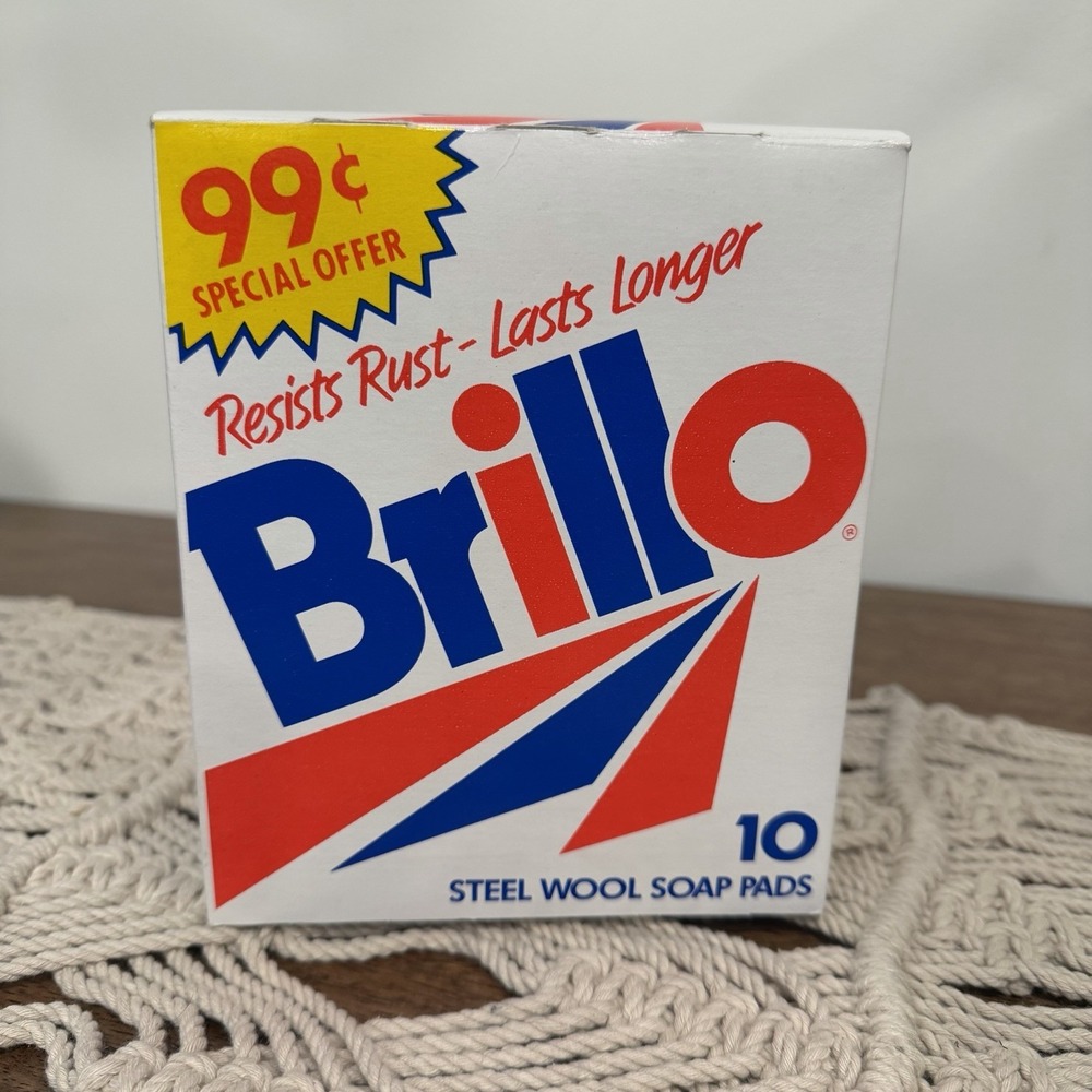 VTG Brillo Steel Wool Soap Pads Box 1980s 1990s Graphics TV Movie Prop‎ 7 Pads